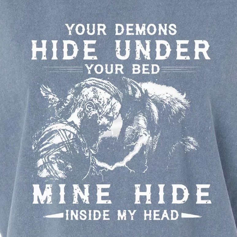 Your Demons Hide Under Your Bed Viking Wolf Garment-Dyed Women's Muscle Tee