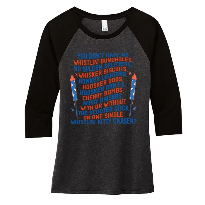 You Don’T Have No Whistlin’ Bungholes July 4th Of July Women's Tri-Blend 3/4-Sleeve Raglan Shirt