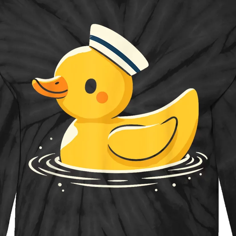 Yellow Duck In Sailor Hat | Cute Duck Lover Tie-Dye Long Sleeve Shirt