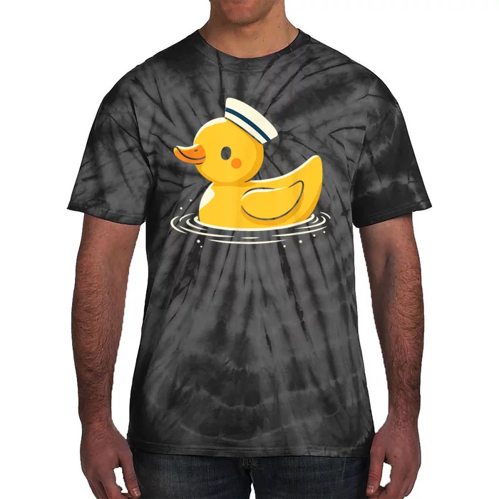 Yellow Duck In Sailor Hat | Cute Duck Lover Tie-Dye T-Shirt