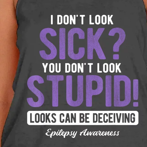 You DonT Look Stupid Epilepsy Awareness Women's Knotted Racerback Tank