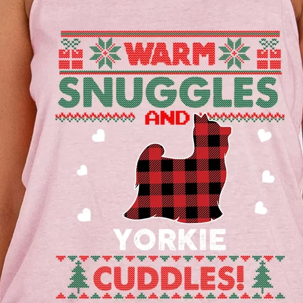 Yorkie Dog Lover Yorkshire Terrier Ugly Christmas Sweater Gift Women's Knotted Racerback Tank