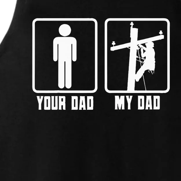 Your Dad My Dad Lineman Electrician Electrical Lineworker Ladies Tri-Blend Wicking Tank