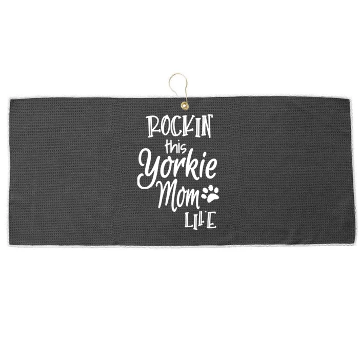 Yorkie Dog Owner Gifts Rockin This Life Yorkie Mom Large Microfiber Waffle Golf Towel