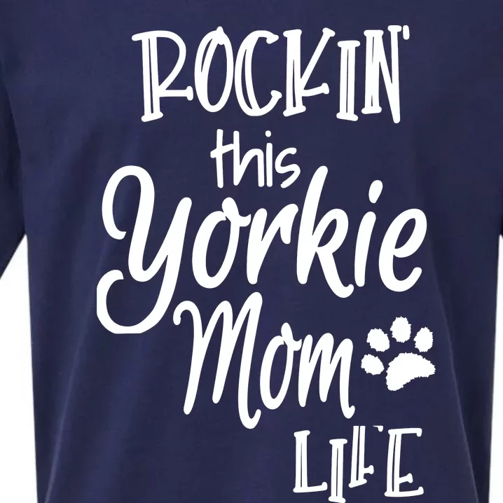 Yorkie Dog Owner Gifts Rockin This Life Yorkie Mom Sueded Cloud Jersey T-Shirt