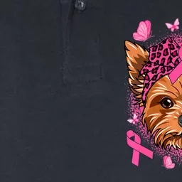 Yorkie Dog & Pink Ribbon Breast Cancer Awareness Girls Softstyle Adult Sport Polo