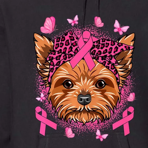 Yorkie Dog & Pink Ribbon Breast Cancer Awareness Girls Premium Hoodie