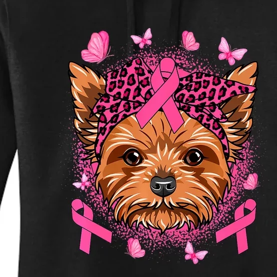 Yorkie Dog & Pink Ribbon Breast Cancer Awareness Girls Women's Pullover Hoodie