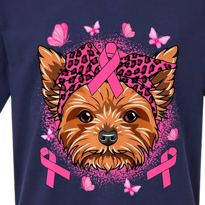 Yorkie Dog & Pink Ribbon Breast Cancer Awareness Girls Sueded Cloud Jersey T-Shirt