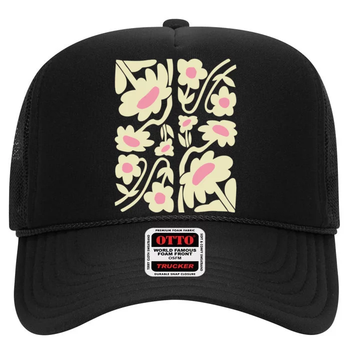 Yellow Daisy Southern Flowers High Crown Mesh Trucker Hat