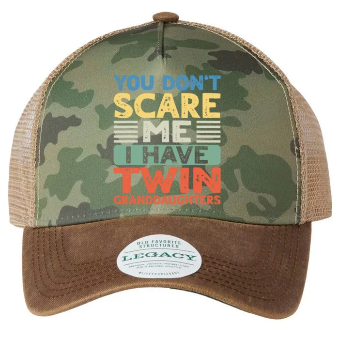 You Dont Scare Me I Have Twin Granddaughters Grandma Grandpa Legacy Tie Dye Trucker Hat