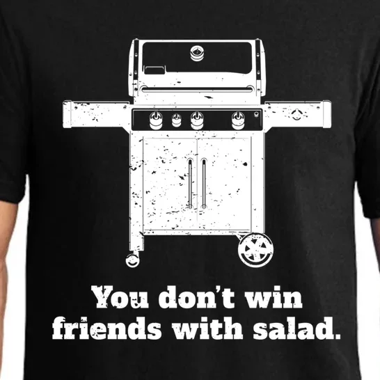 You Dont Win Friends With Salad Funny Bbq Chef Dad Funny Gift Pajama Set