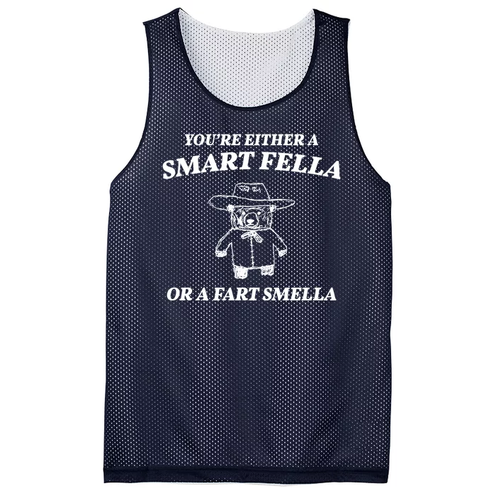 Youre Either A Smart Fella Or A Fart Smella Funny Mesh Reversible Basketball Jersey Tank