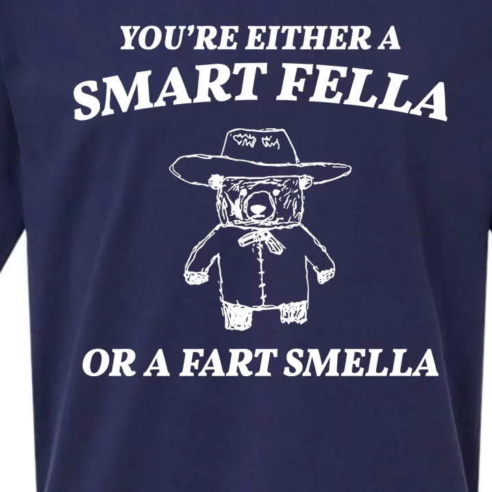 Youre Either A Smart Fella Or A Fart Smella Funny Sueded Cloud Jersey T-Shirt