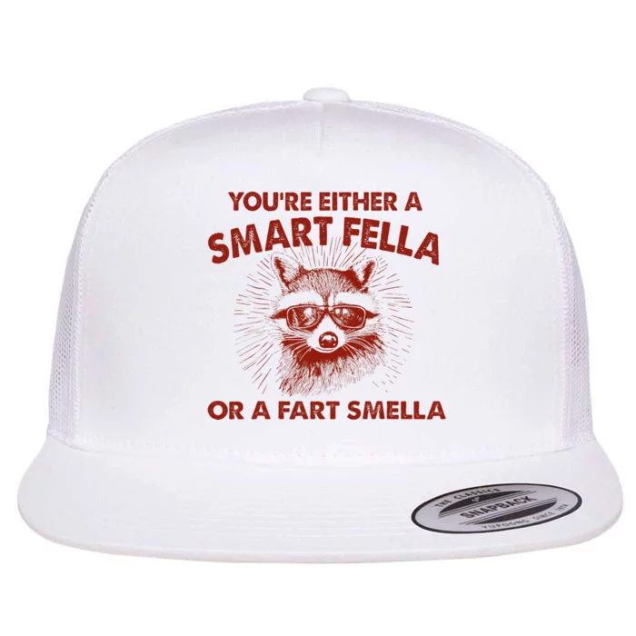 YouRe Either A Smart Fella Or Fart Smella Raccoon Flat Bill Trucker Hat