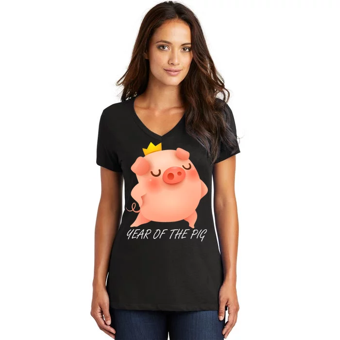 Year Of The Pig Chinese Zodiac Women's V-Neck T-Shirt