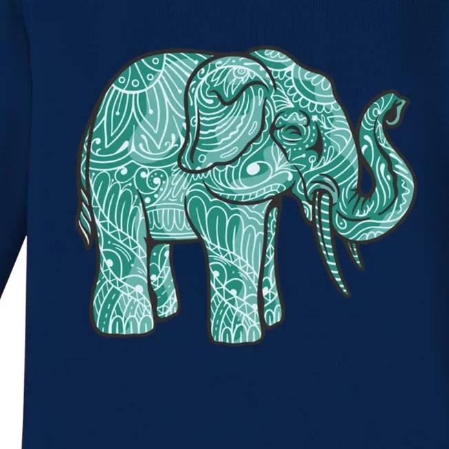 Yoga Elephant Dala Art Animal Lovers Cartoon Buddha Lover Gift Baby Long Sleeve Bodysuit