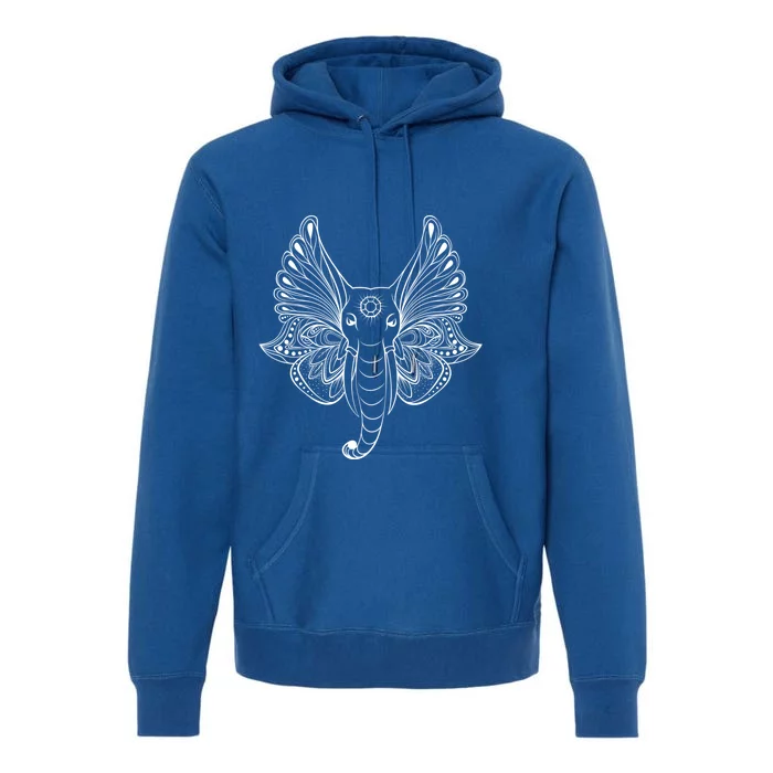 Yoga Elephant Geometric Indian Buddha Yogi Gift Premium Hoodie