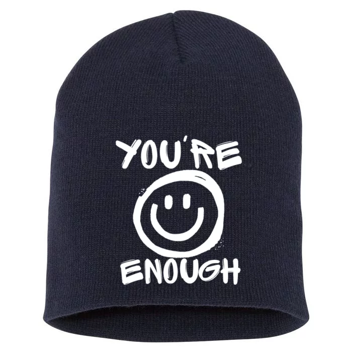 You're Enough Happy Smiley Face Short Acrylic Beanie