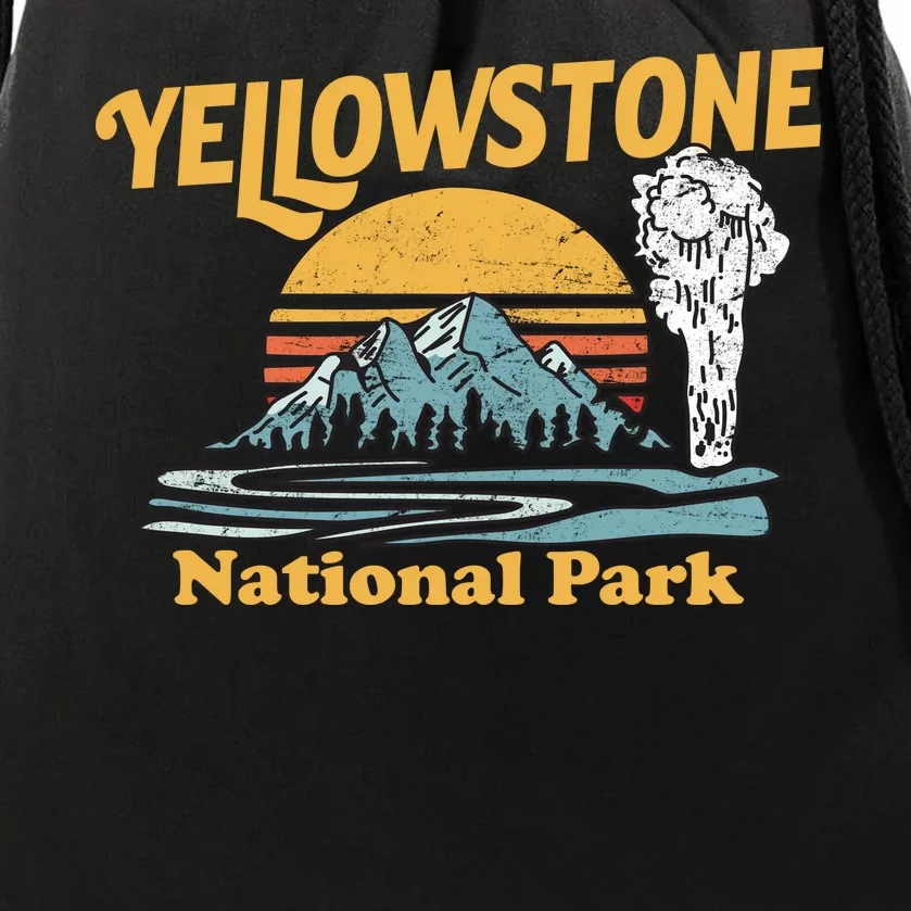 Yellow Stone Park Retro Drawstring Bag