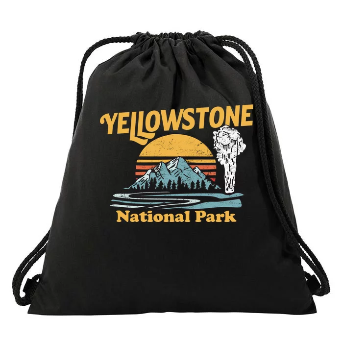 Yellow Stone Park Retro Drawstring Bag