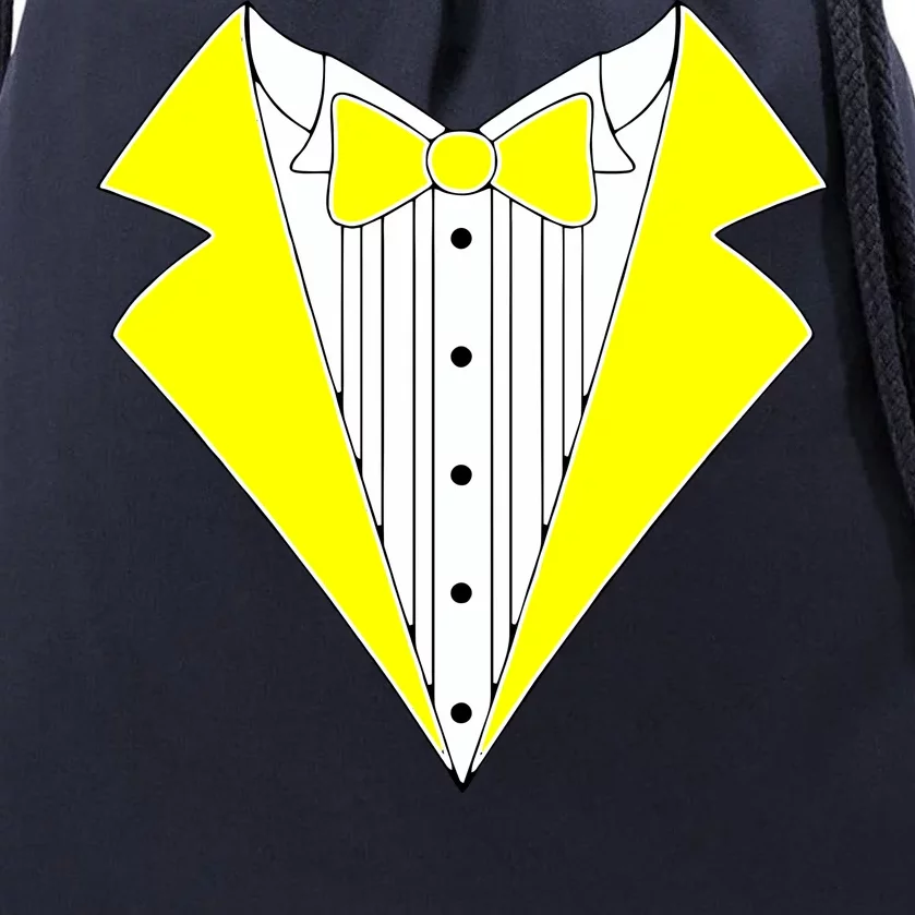 Yellow Tuxedo Tux Wedding Drawstring Bag