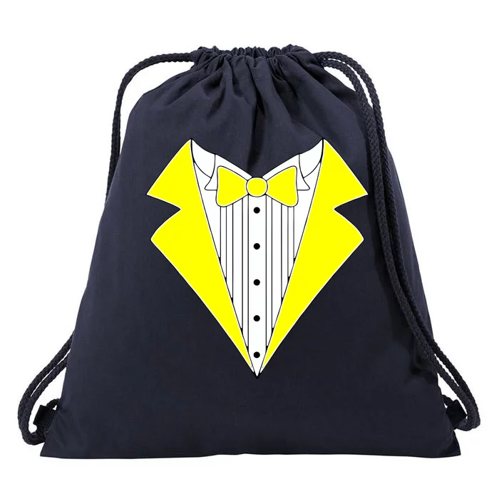 Yellow Tuxedo Tux Wedding Drawstring Bag