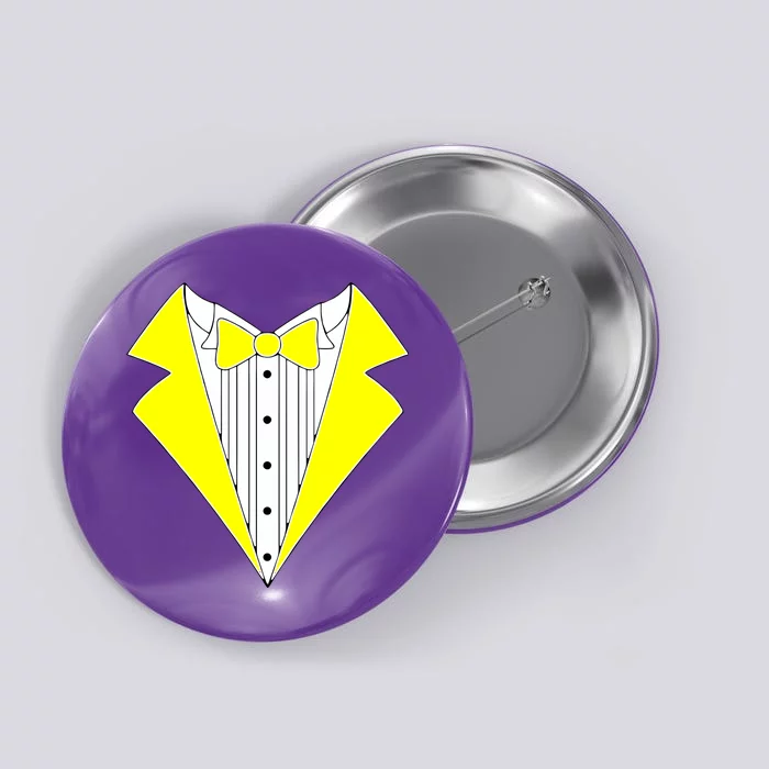 Yellow Tuxedo Tux Wedding Button