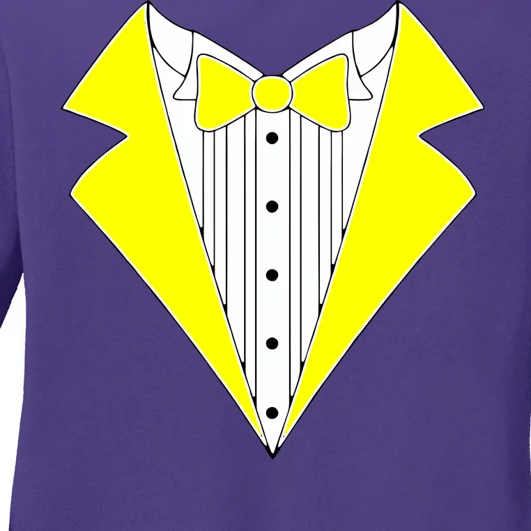 Yellow Tuxedo Tux Wedding Ladies Long Sleeve Shirt