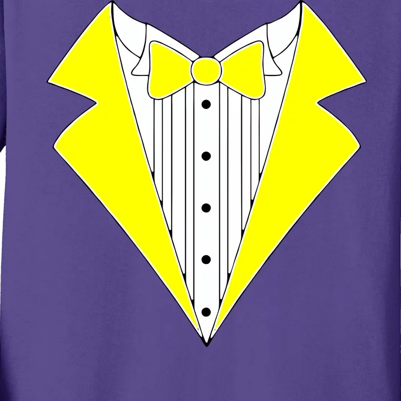 Yellow Tuxedo Tux Wedding Kids Long Sleeve Shirt