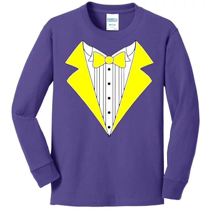 Yellow Tuxedo Tux Wedding Kids Long Sleeve Shirt