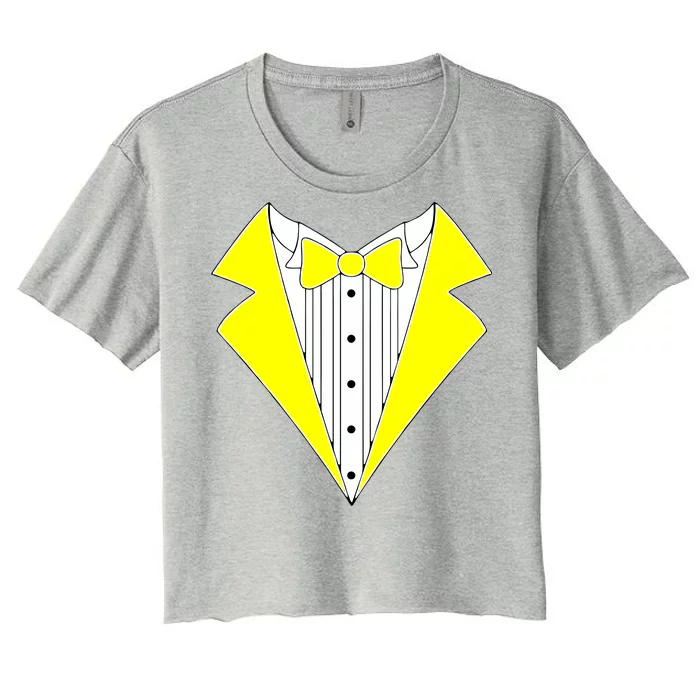 Yellow Tuxedo Tux Wedding Women's Crop Top Tee