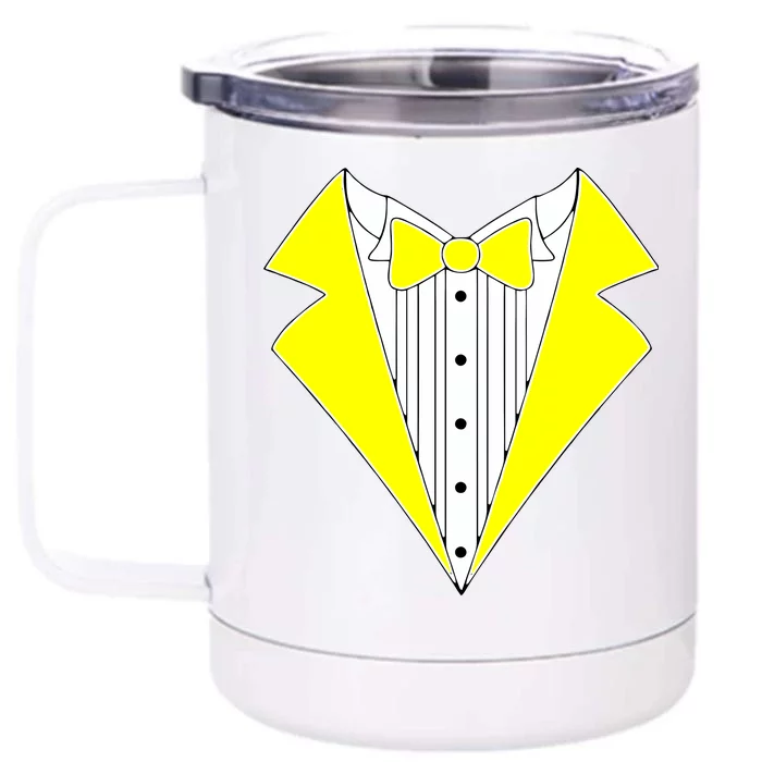 Yellow Tuxedo Tux Wedding Front & Back 12oz Stainless Steel Tumbler Cup