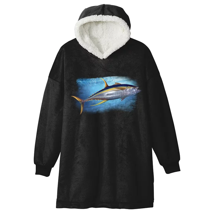 Yellowfin Tuna Swimming Hooded Wearable Blanket