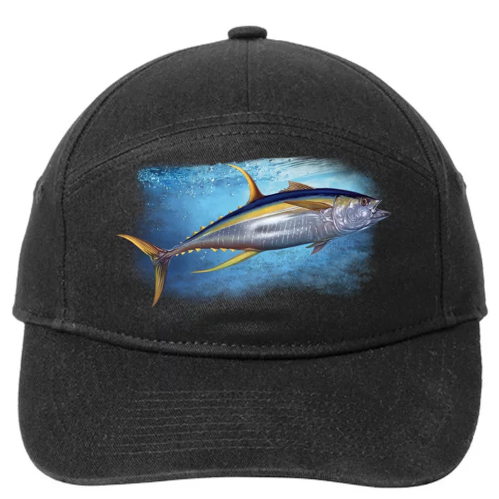 Yellowfin Tuna Swimming 7-Panel Snapback Hat