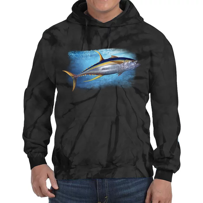 Yellowfin Tuna Swimming Tie Dye Hoodie