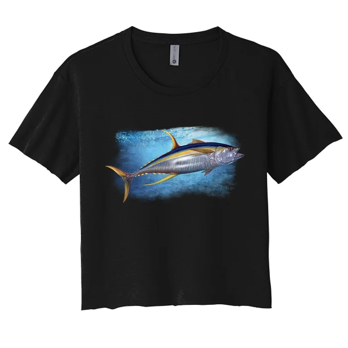 Yellowfin Tuna Swimming Women's Crop Top Tee