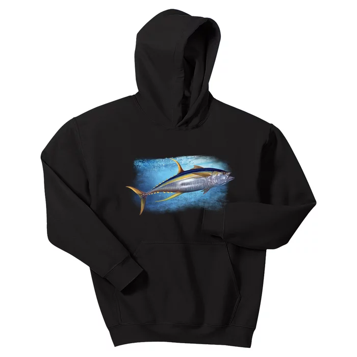 Yellowfin Tuna Swimming Kids Hoodie