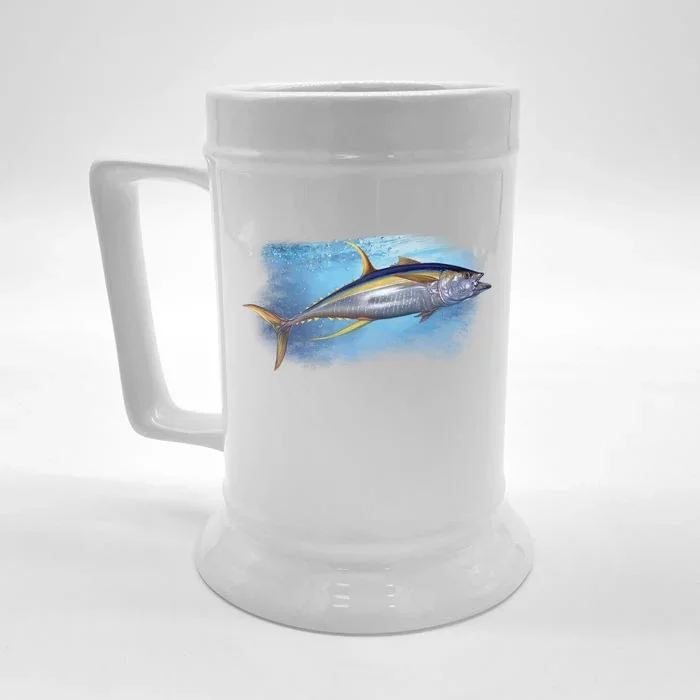 Yellowfin Tuna Swimming Front & Back Beer Stein