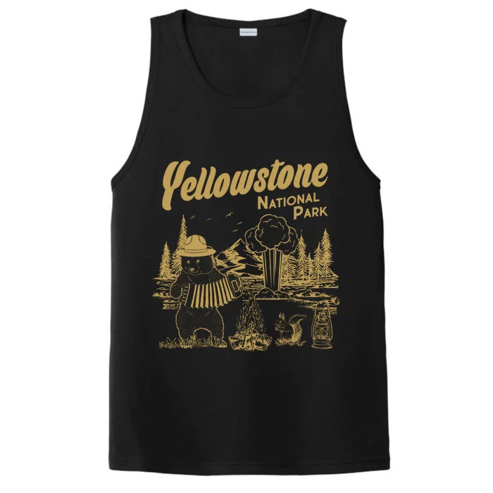 Yellowstone National Park Accordion Park Ranger Bear Performance Tank