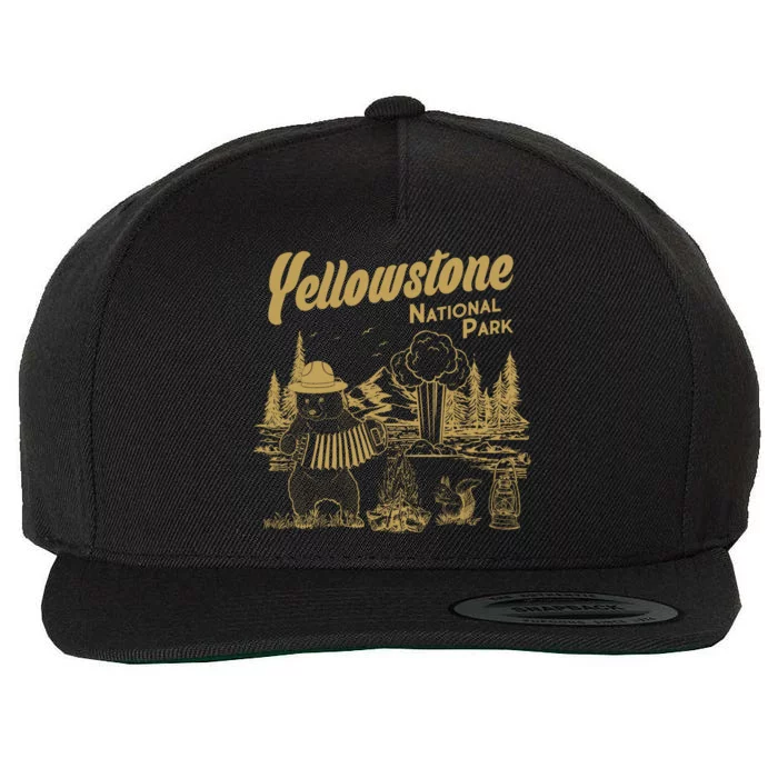 Yellowstone National Park Accordion Park Ranger Bear Wool Snapback Cap