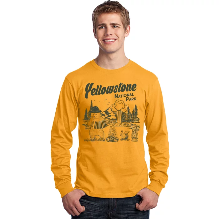 Yellowstone National Park Accordion Park Ranger Bear Long Sleeve Shirt