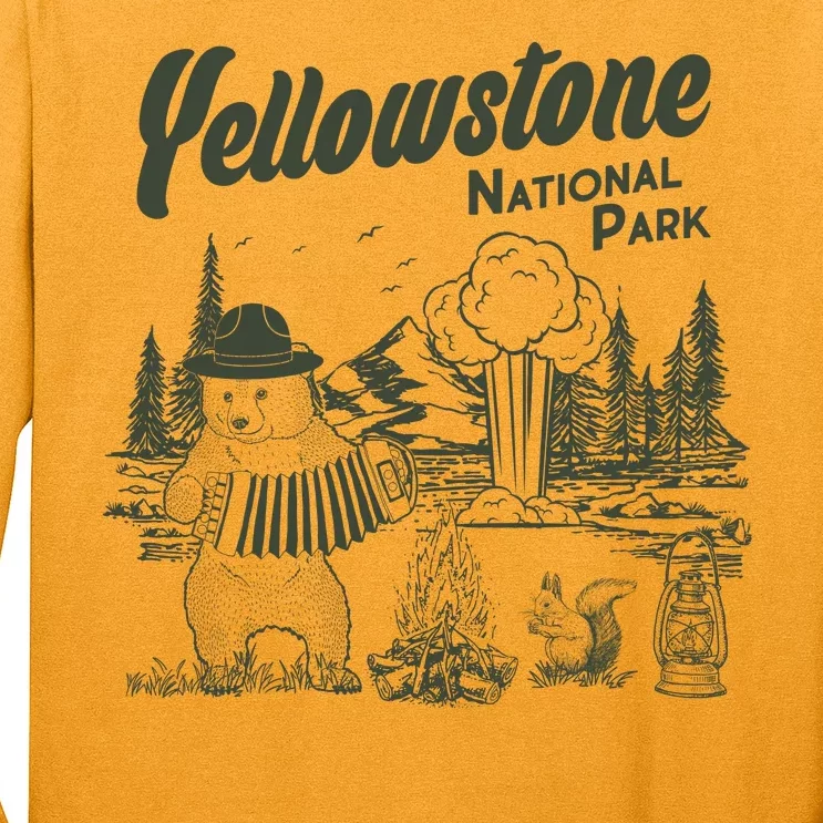 Yellowstone National Park Accordion Park Ranger Bear Long Sleeve Shirt