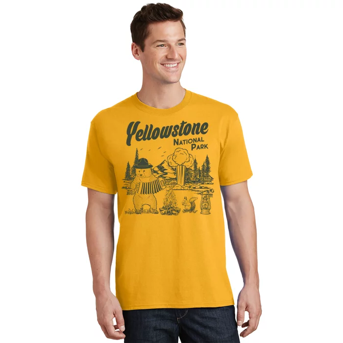 Yellowstone National Park Accordion Park Ranger Bear T-Shirt