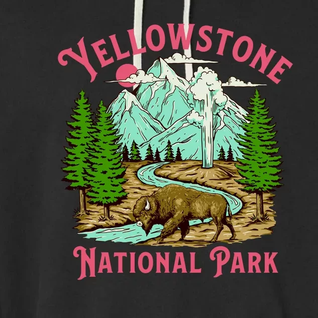 Yellowstone National Park Illustration Garment-Dyed Fleece Hoodie