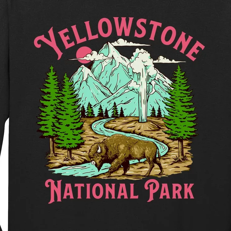 Yellowstone National Park Illustration Tall Long Sleeve T-Shirt