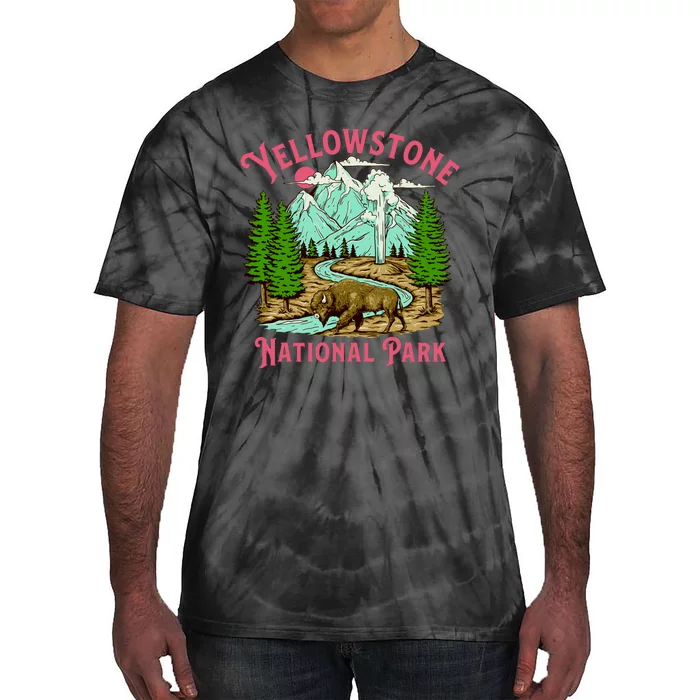 Yellowstone National Park Illustration Tie-Dye T-Shirt