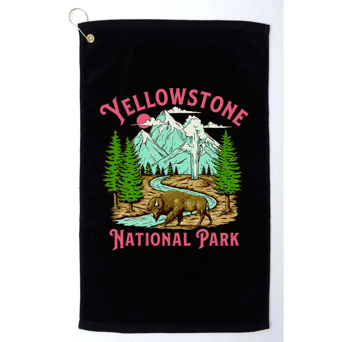 Yellowstone National Park Illustration Platinum Collection Golf Towel