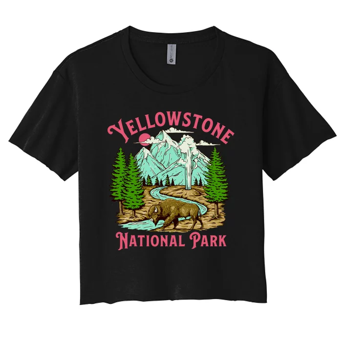 Yellowstone National Park Illustration Women's Crop Top Tee