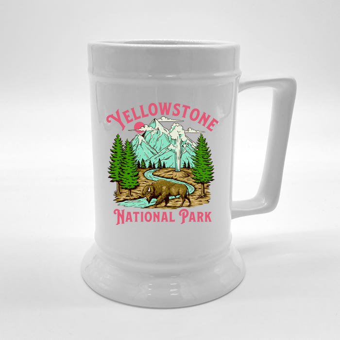 Yellowstone National Park Illustration Front & Back Beer Stein